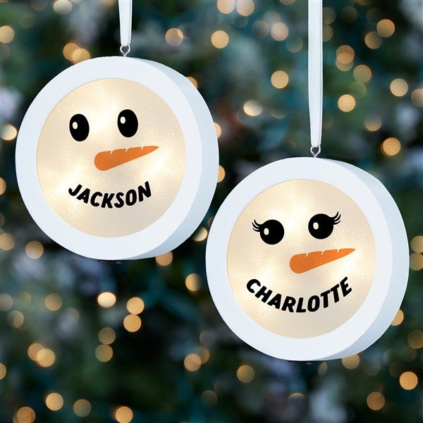 Smiling Snowman Personalized LED Light Ornament  - 42988