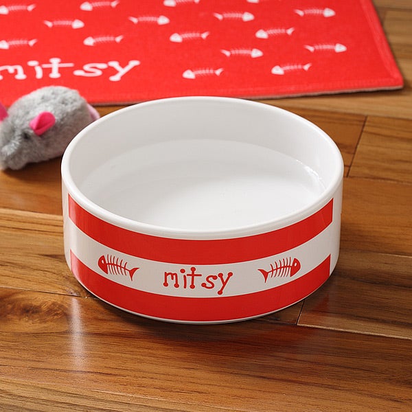 Personalized Ceramic Cat Bowls - Kitty Kitchen - 4299