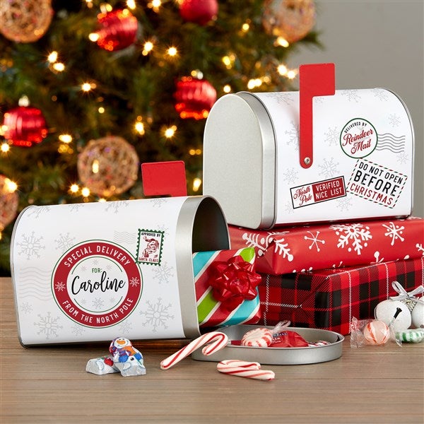 North Pole Delivery Personalized Christmas Metal Mailbox  - 42991