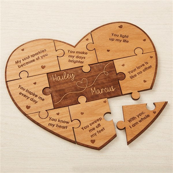 Reasons I Love You Personalized Wood Heart Puzzle - 43009