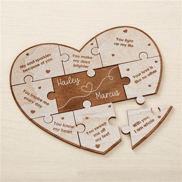 Reasons I Love You Personalized Wood Heart Puzzle - 43009