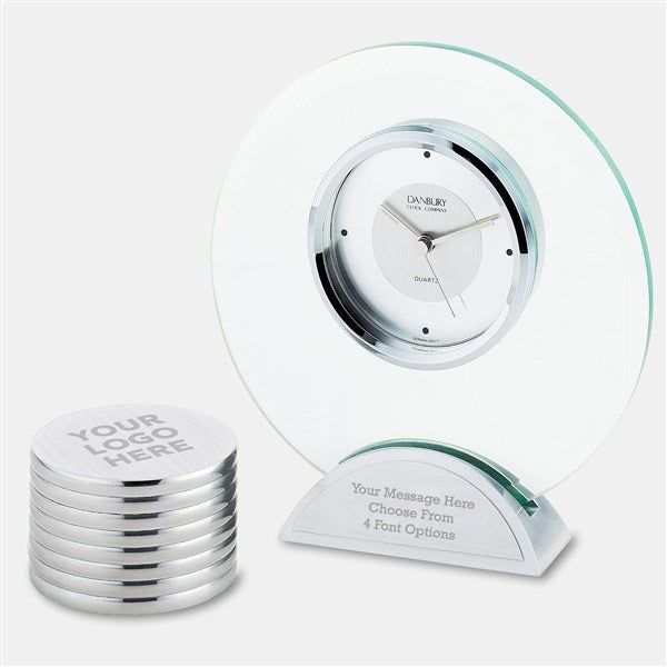 Corporate Engraved Round Clock and Paperweight Set  - 43014