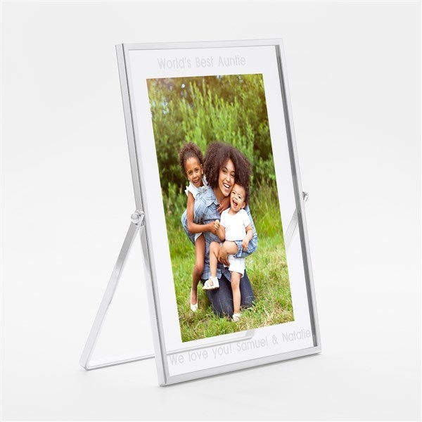Engraved Silver Floating 5x7 Picture Frame for Her