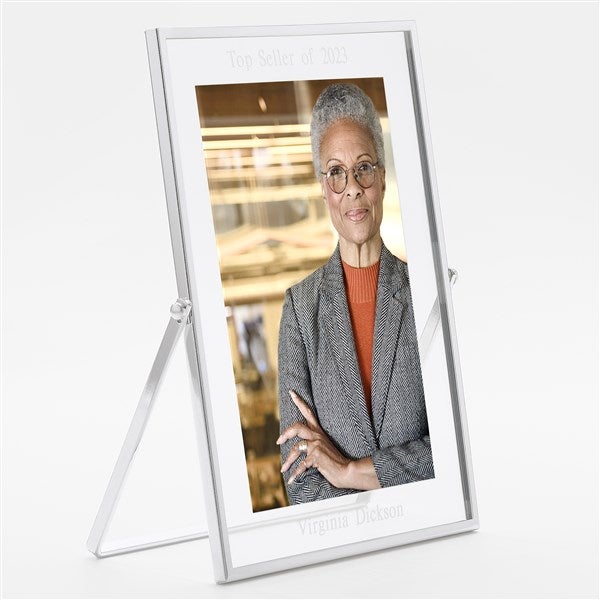 Engraved Silver Floating 5x7 Office Picture Frame