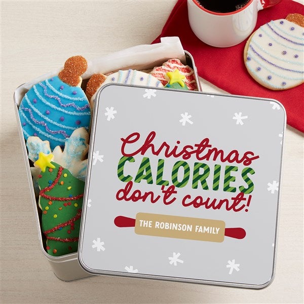 Christmas Calories Don&#39;t Count Personalized Christmas Metal Tin - 43059