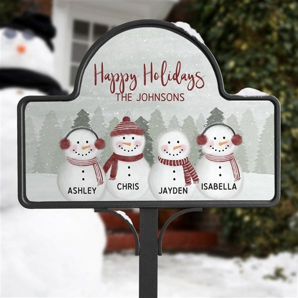 Watercolor Snowman Personalized Magnetic Garden Sign  - 43077