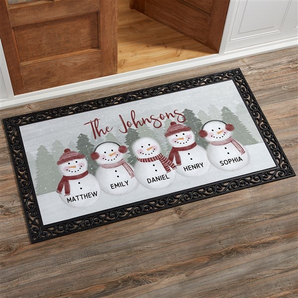 Watercolor Snowman Personalized Doormats  - 43079