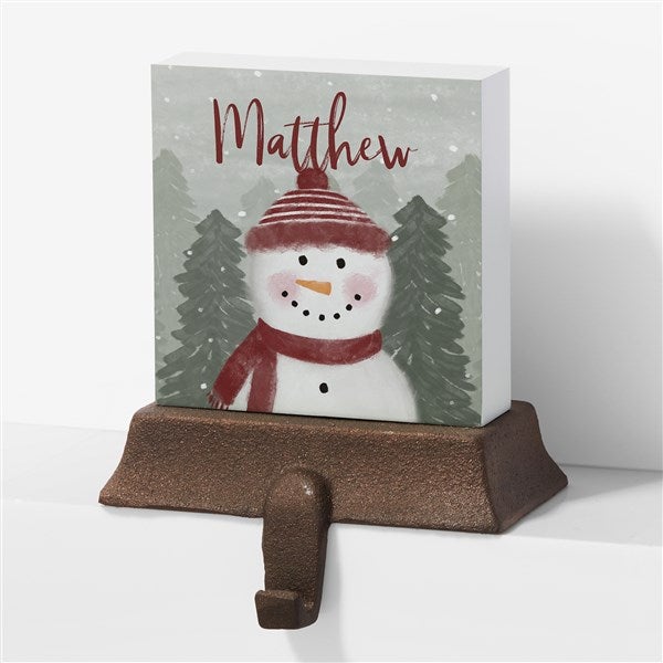 Watercolor Snowman Personalized Stocking Holder - 43089