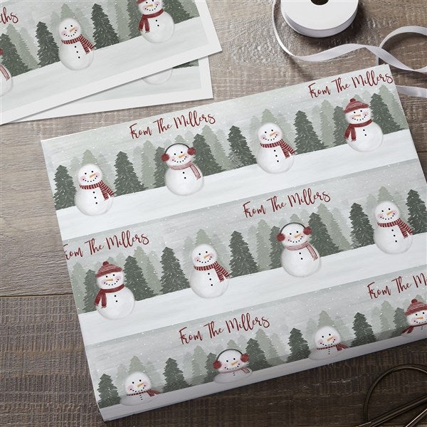 Watercolor Snowman Personalized Wrapping Paper  - 43091