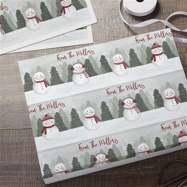 Watercolor Snowman Personalized Wrapping Paper - 43091