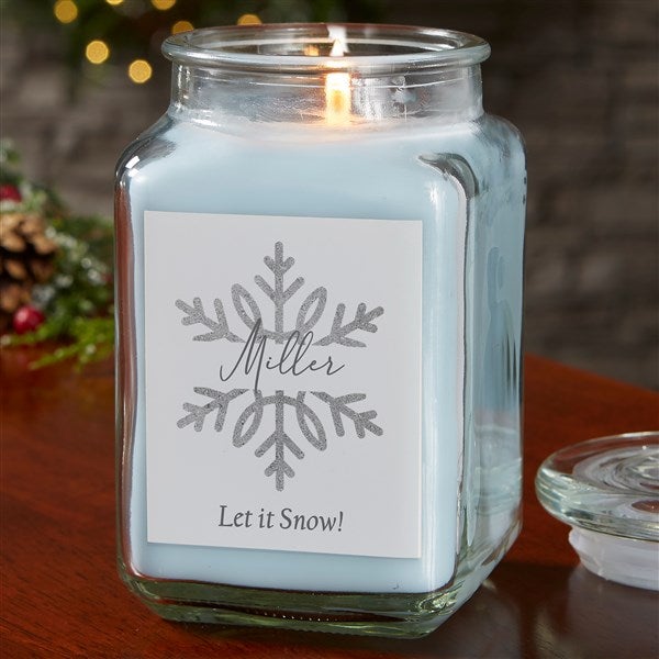 Silver and Gold Snowflakes Personalized Scented Glass Candle Jar  - 43096