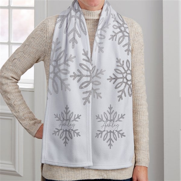 Silver and Gold Snowflakes Personalized Holiday Scarves - 43098