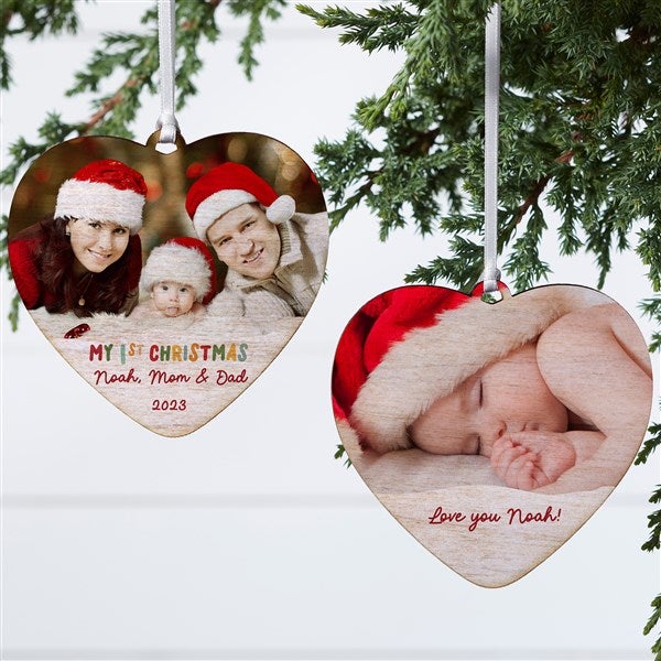 Bundle Of Joy Personalized First Christmas Heart Photo Ornament  - 43137