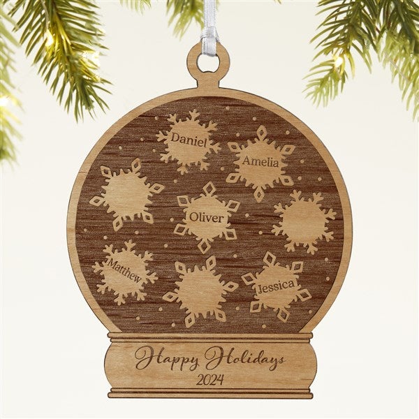 Snowflake Snow Globe Personalized Wood Ornament - 43146