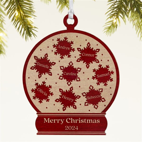Snowflake Snow Globe Personalized Wood Ornament - 43146