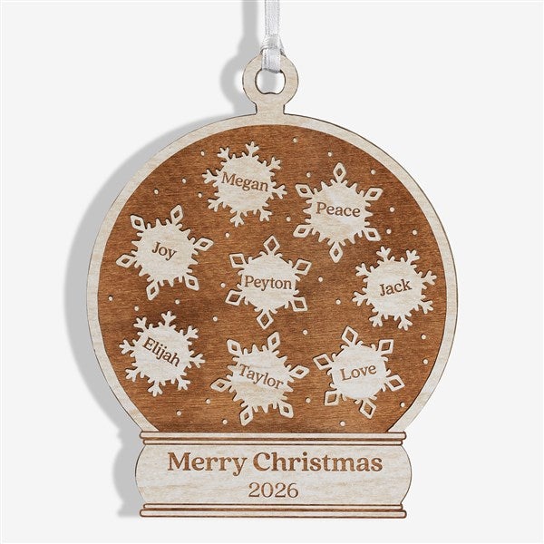 Snowflake Snow Globe Personalized Wood Ornament - 43146
