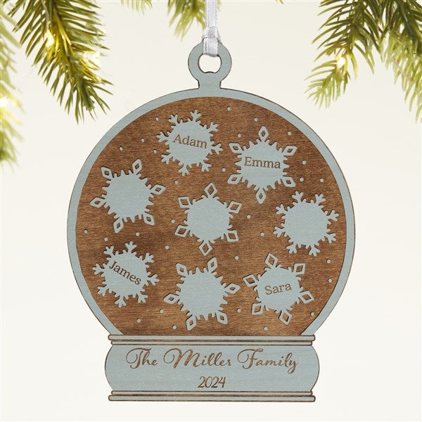 Snowflake Snow Globe Personalized Wood Ornament - 43146