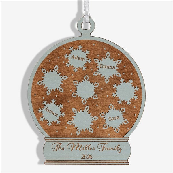 Snowflake Snow Globe Personalized Wood Ornament - 43146