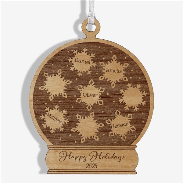 Snowflake Snow Globe Personalized Wood Ornament - 43146