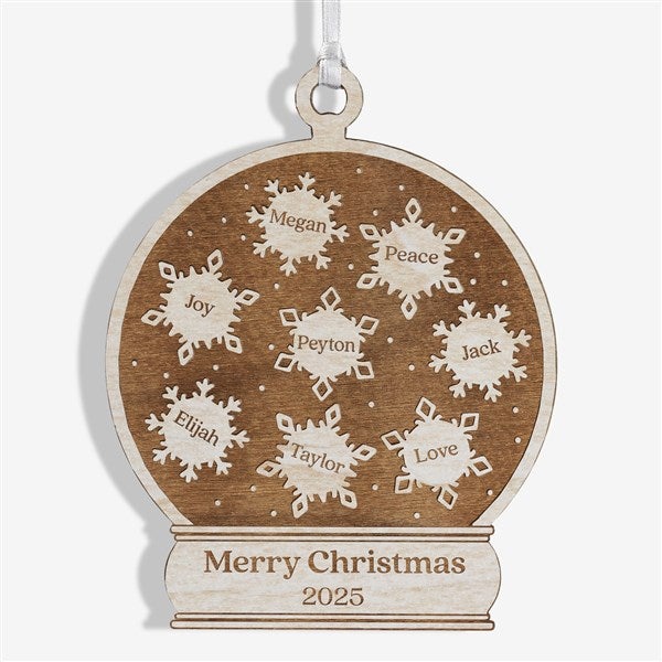 Snowflake Snow Globe Personalized Wood Ornament - 43146