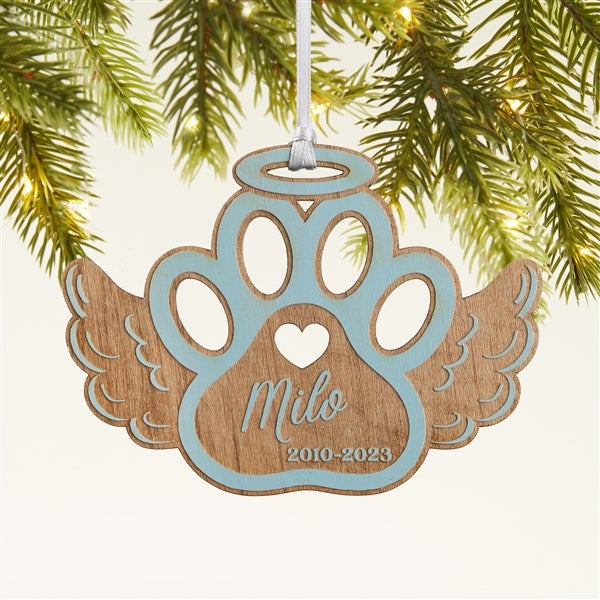 Pet Memorial Wings Personalized Wood Ornament - 43148