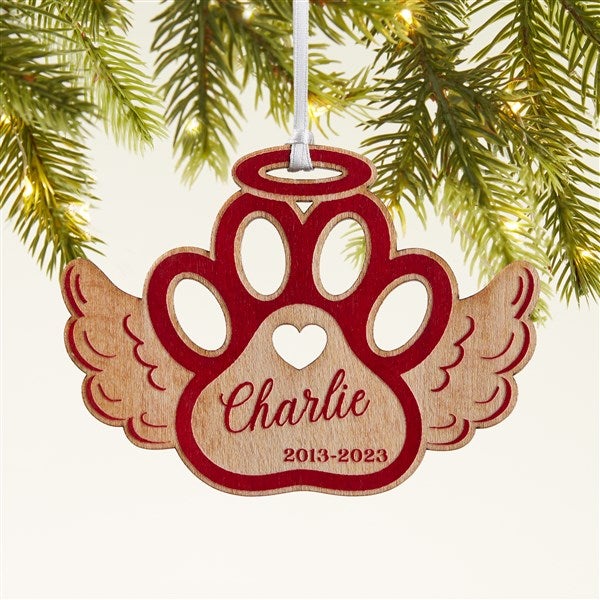 Pet Memorial Wings Personalized Wood Ornament - 43148