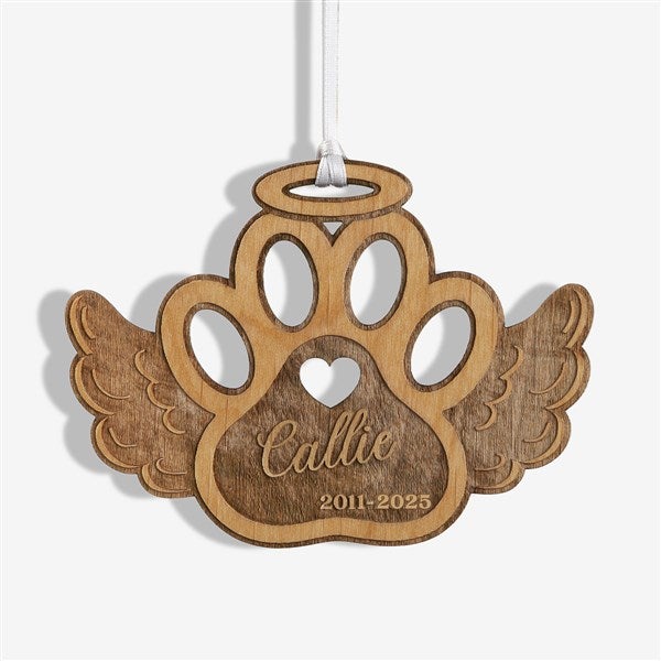Pet Memorial Wings Personalized Wood Ornament - 43148