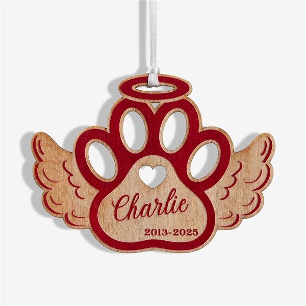 Pet Memorial Wings Personalized Wood Ornament - 43148