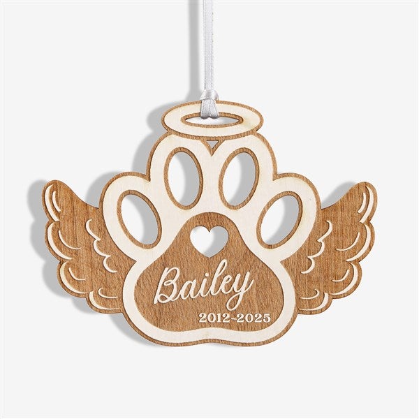 Pet Memorial Wings Personalized Wood Ornament - 43148