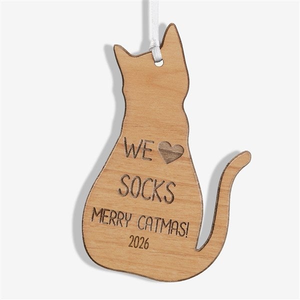 Personalized Cat Wood Christmas Ornament - 43151