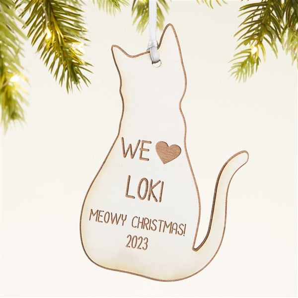 Personalized Cat Wood Christmas Ornament - 43151