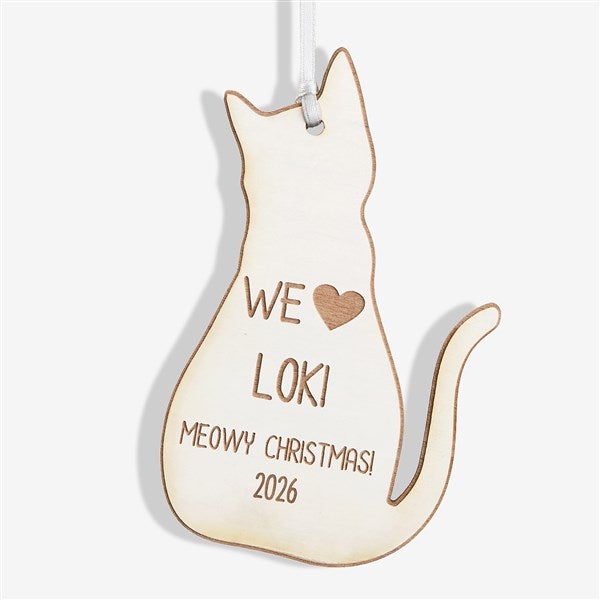 Personalized Cat Wood Christmas Ornament - 43151