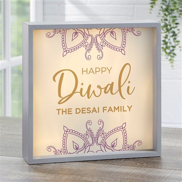 Diwali Personalized LED Light Shadow Box - 43166