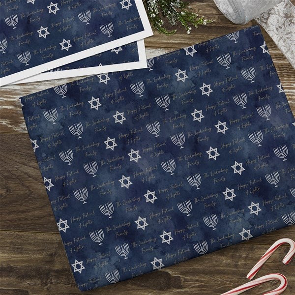 Love and Light Personalized Hanukkah Wrapping Paper - 43178