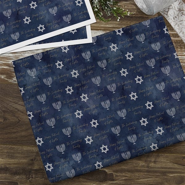 Love and Light Personalized Hanukkah Wrapping Paper - 43178