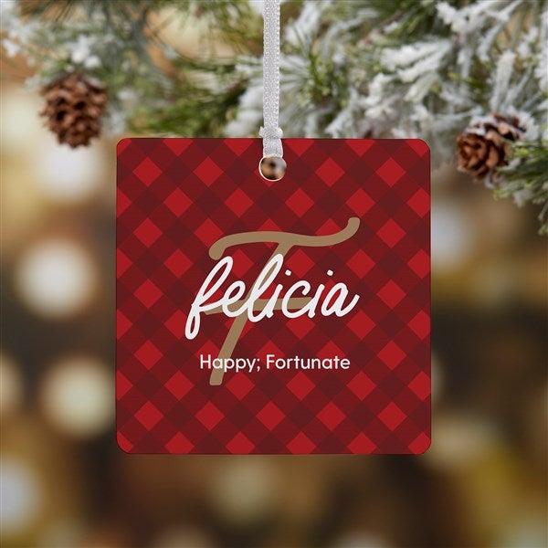 Name Meaning Plaid Personalized Ornament - 43213
