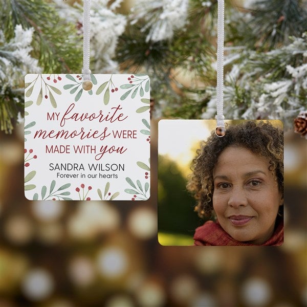 Floral Memorial Photo Personalized Ornament - 43220