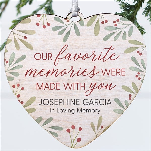 Floral Memorial Photo Personalized Heart Ornament - 43221