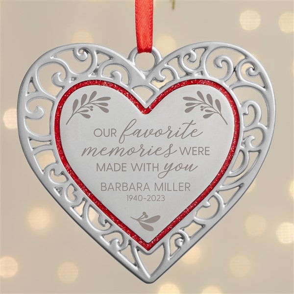 Floral Memorial Personalized Heart Premium Metal Ornament - 43223