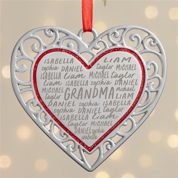 Grateful Heart Personalized Silver Heart Ornament - 43314