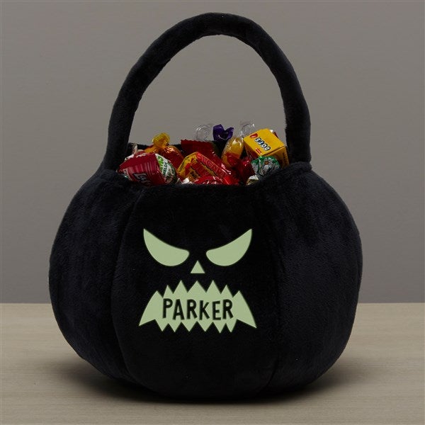 Glow-In-The-Dark Jack-o&#39;-Lantern Personalized Plush Halloween Treat Bag - 43326