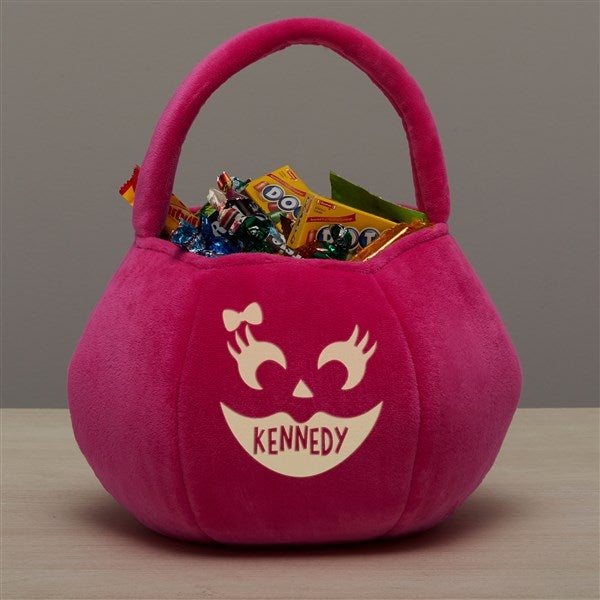 Glow-In-The-Dark Jack-o&#39;-Lantern Personalized Plush Halloween Treat Bag - 43326