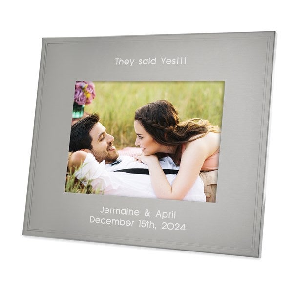 Engraved Engagement Tremont Gunmetal 5x7 Picture Frame Horizontal