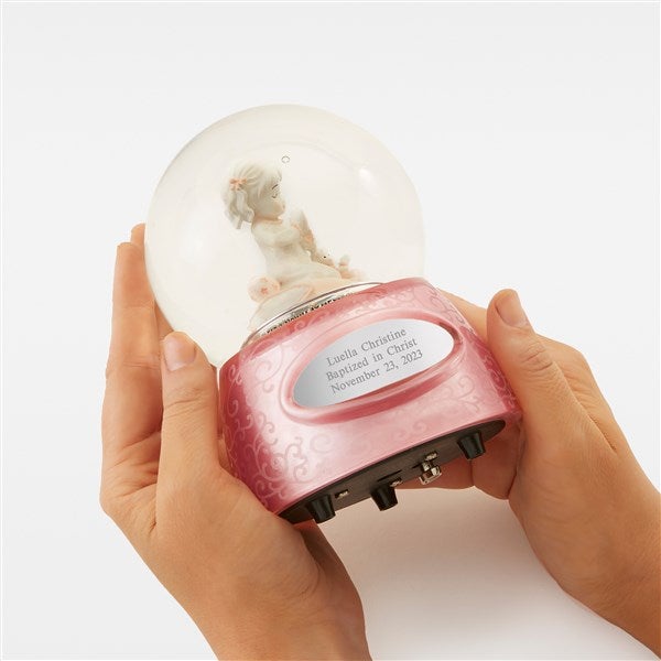Engraved First Communion Praying Girl Snow Globe