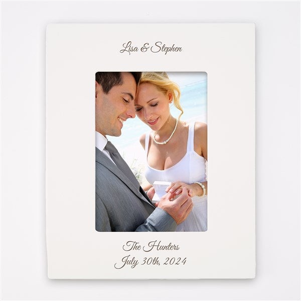 Engraved Wedding White 5x7 Picture Frame Vertical/Portrait