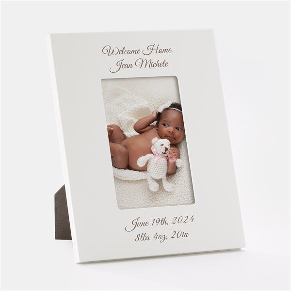 Engraved New Baby White 4x6 Picture Frame