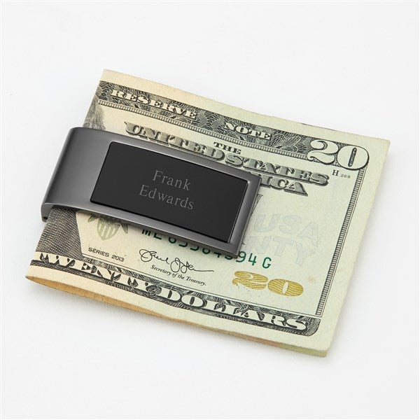 Engraved Birthday Gunmetal and Black Money Clip  - 43524