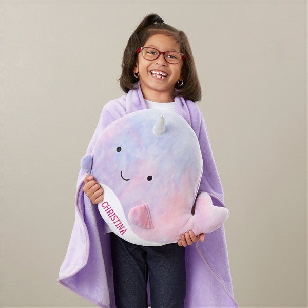 Personalized Plush Narwhal Pillow with Blanket Set - 43578