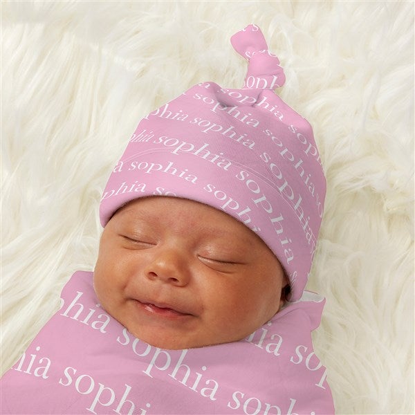 Playful Name Personalized Baby Top Knot Hat  - 43660