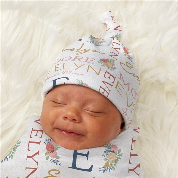 Blooming Baby Girl Personalized Top Knot Hat  - 43662
